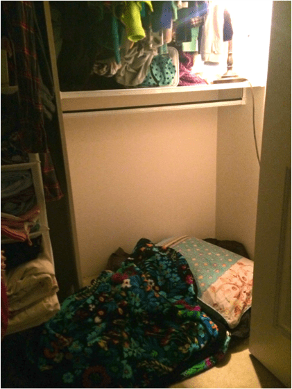 Isabella Wang Writing Space: Makeshift closet hideout