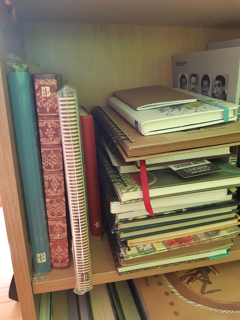 Catherine Austen Writing Space: Stack of journals